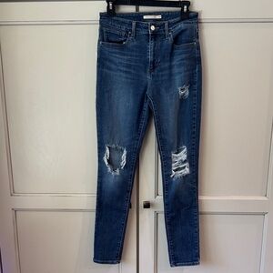 Levi's Dark Blue Distressed Skinny Jeans